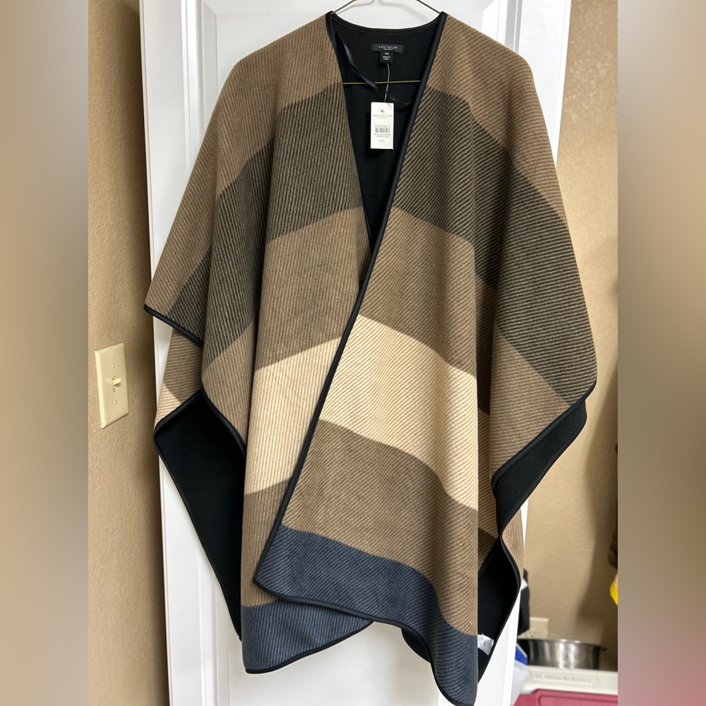 Ann Taylor Brown and Tan Striped Cape